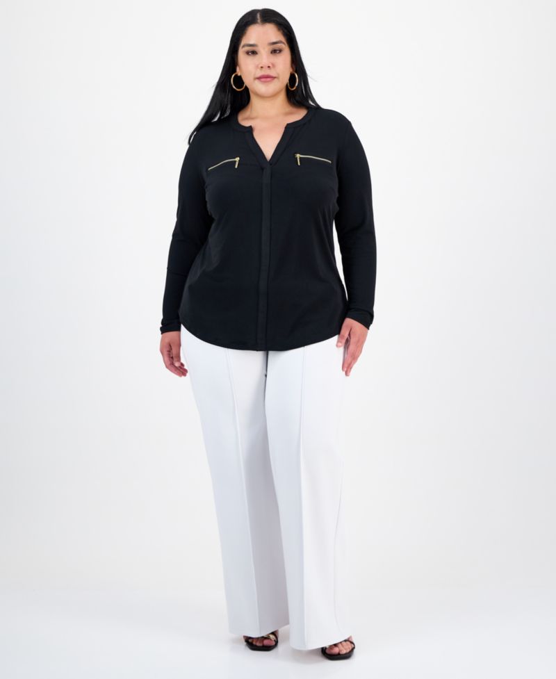 Plus Size Zip-Pocket Top