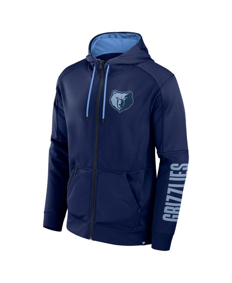 Men's Navy Memphis Grizzlies Baller Defender Performance Full-Zip Hoodie