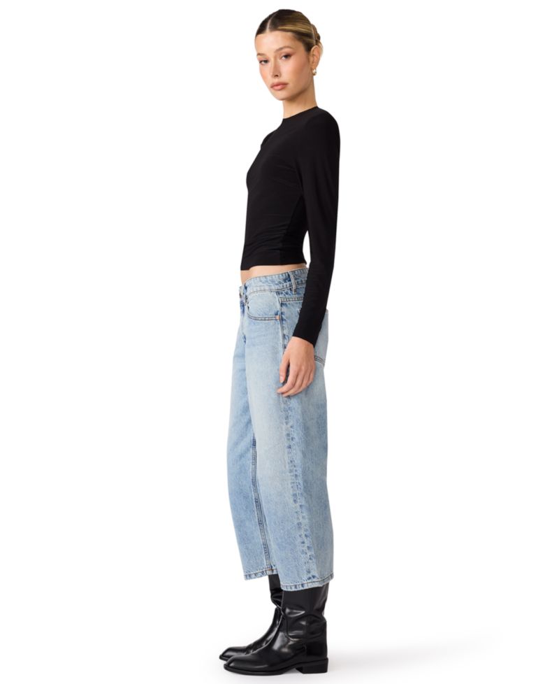 Women's Seline Long-Sleeve Padded Shoulder Crewneck Top