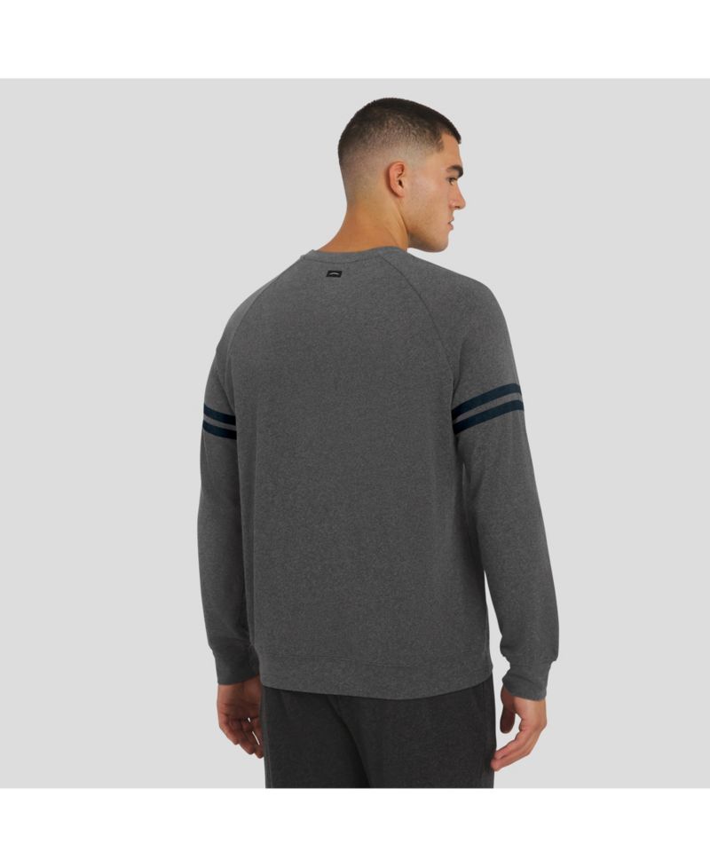 Men's Dark Heather Gray Carolina Panthers Players Lounge Raglan Tri-Blend Sweatshirt
