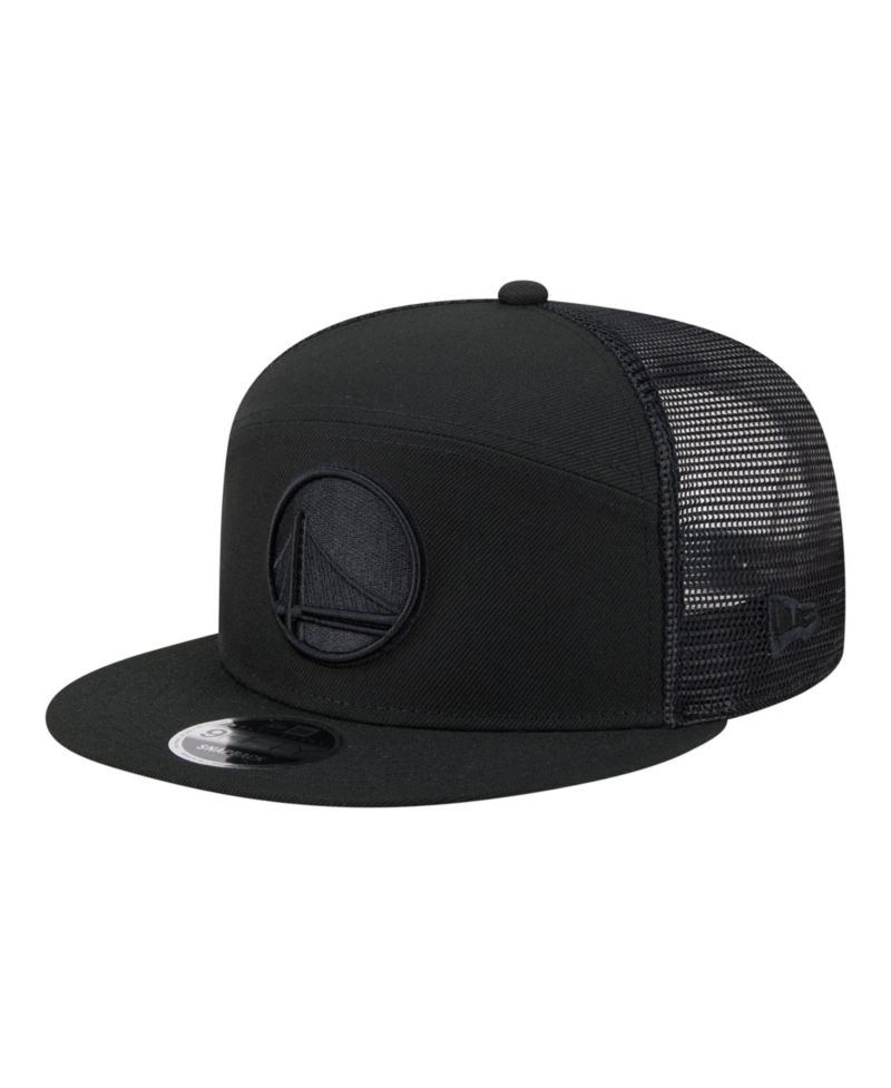 Men's Black Golden State Warriors Block Split Panel 9FIFTY Snapback Hat