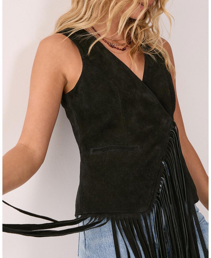 Women's Premium Suede Fringe Waistcoat