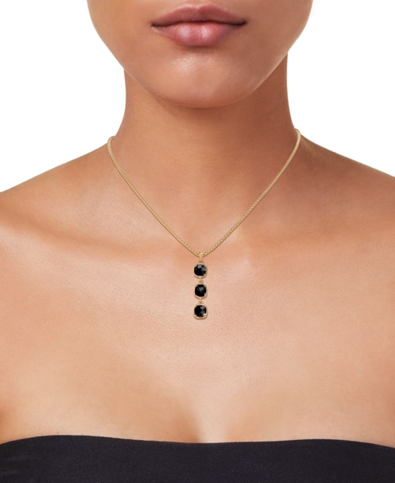 Lapis Lazuli Triple Drop Pendant Necklace in 14k Gold-Plated Sterling Silver, 18 + 3" extender (Also in Turquoise, Citrine, Amethyst, Garnet & Onyx)