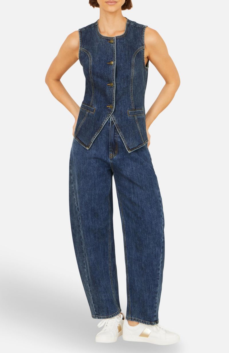 Women's Stretch Long Denim Waistcoat