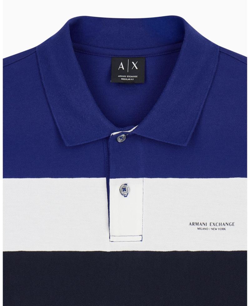 Men's Pique Color Block Polo Shirt