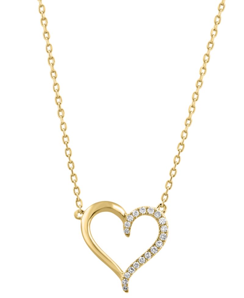 EFFY® Diamond Heart 18" Pendant Necklace (1/8 ct. t.w.) in Sterling Silver or Gold-Plated Sterling Silver