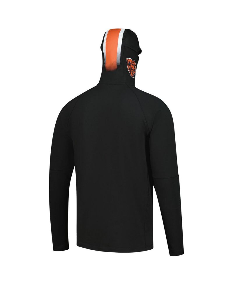 Men's Black Chicago Bears Functional Fandom Balaclava Helmet Stripe Tri-Blend Hoodie
