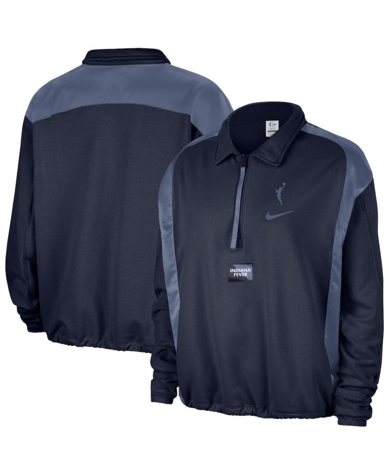Women's Navy Indiana Fever Basketball Fleece Quarter-Zip Performance Pullover Sweatshirt