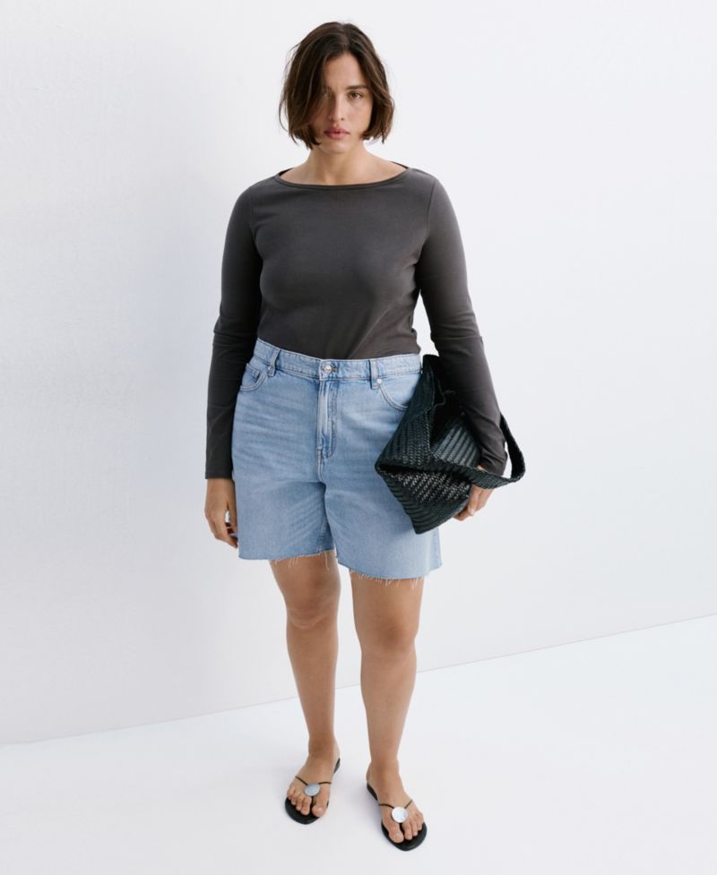 Women's Straight Low-Rise Denim Bermuda Shorts