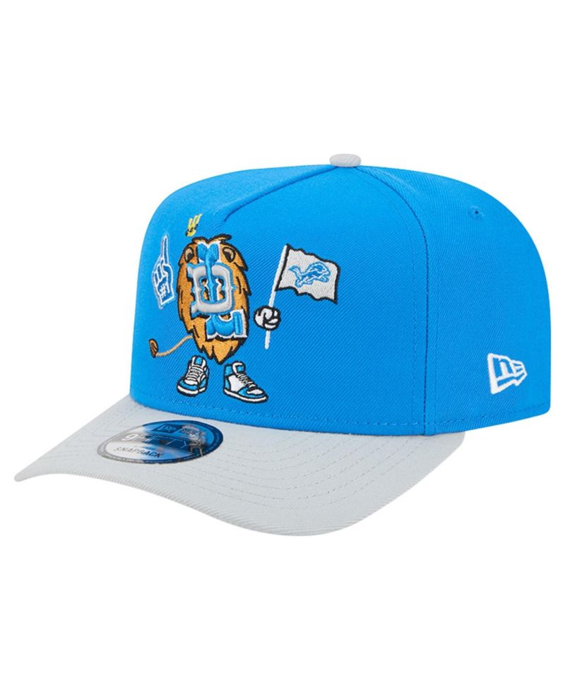 Men's Blue/Silver Detroit Lions Cartoon A-Frame 9FIFTY Snapback