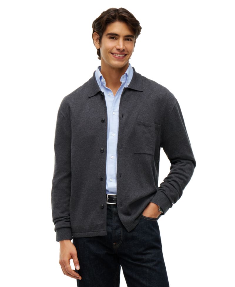 Men's Essential Cotton Coat Front Sweater