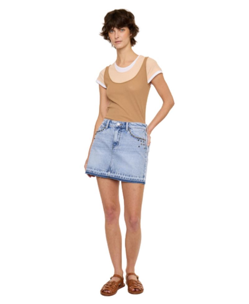 Women's USA Mildred Mid Rise Western Studded Denim Skirt