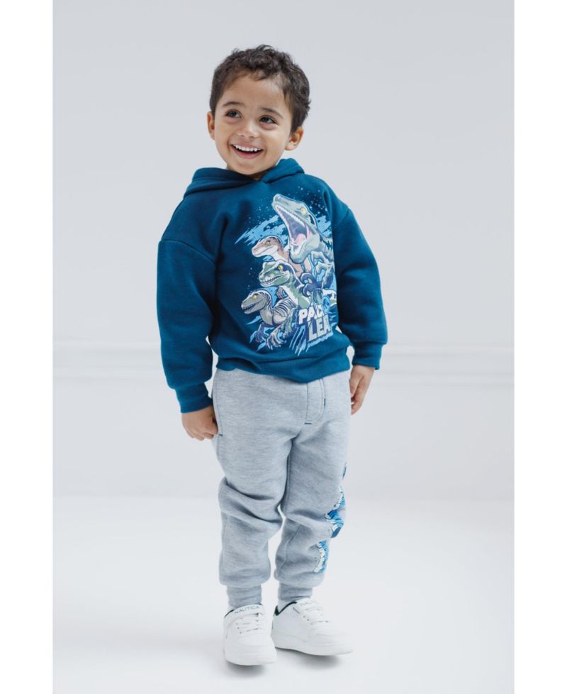 Toddler Boys 2T-5T Jurassic World Dinosaur T-Rex Fleece Pullover Hoodie and Pants Outfit Set