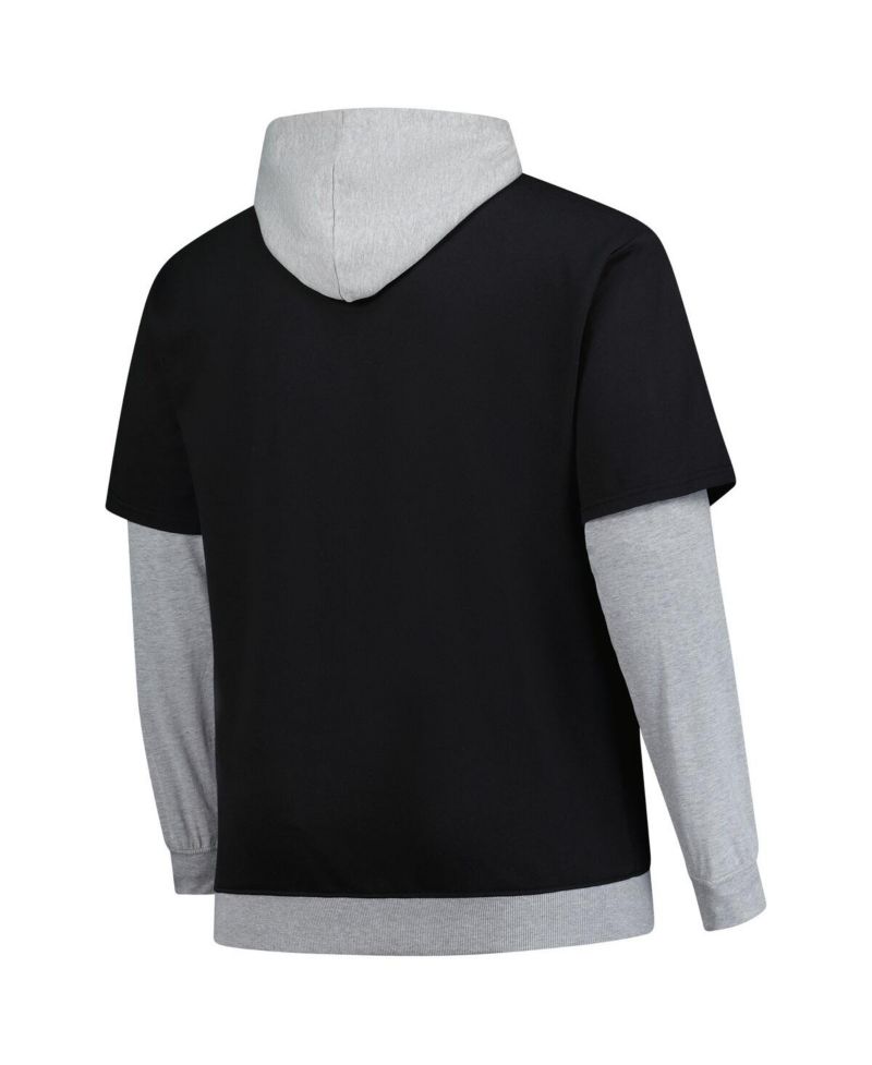 Men's Black/Heather Gray Pittsburgh Steelers Big & Tall Twofer Pullover Hoodie