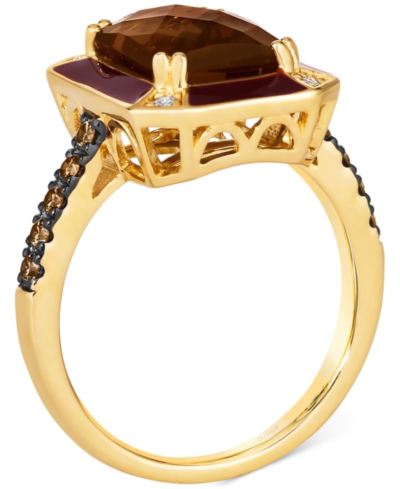 Chocolate Quartz (3 ct. t.w.), Chocolate Diamonds (1/4 ct. t.w.) & Nude Diamonds (1/20 ct. t.w.) Statement Ring in 14k Gold