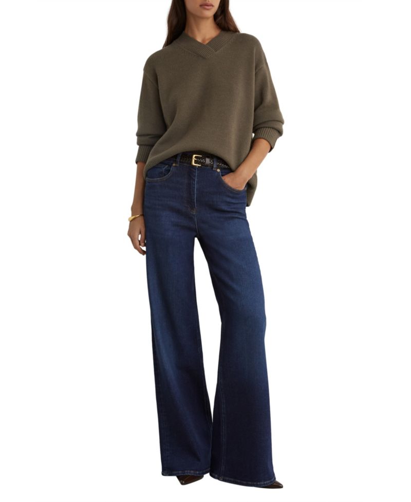 Women's Mari Wool-Cashmere Blend Long-Sleeve V-Neck Sweater