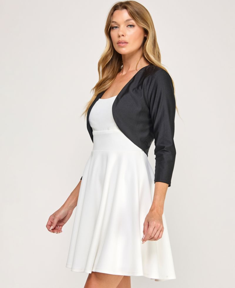 Juniors' 3/4-Sleeve Bolero Jacket
