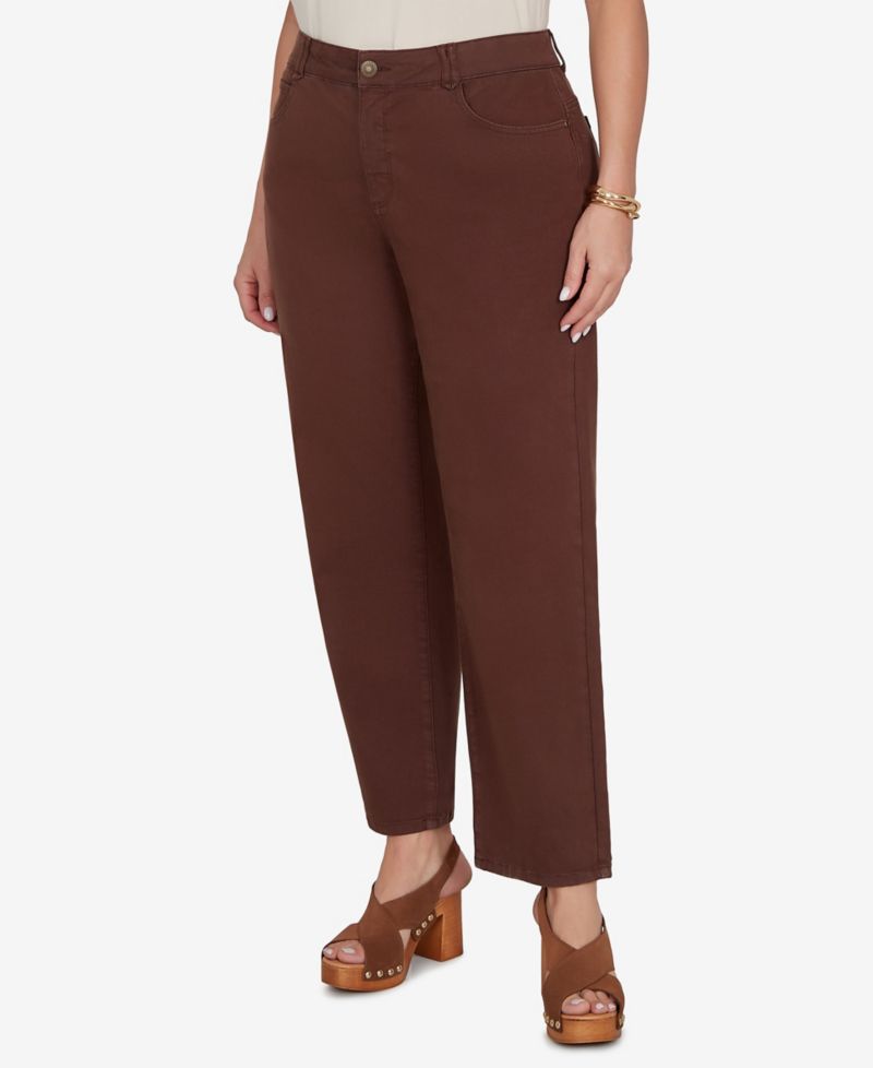Plus Size Colored Denim Mid-Rise Straight Pants