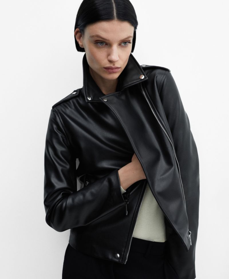 Women's Faux-Leather Biker Jacket