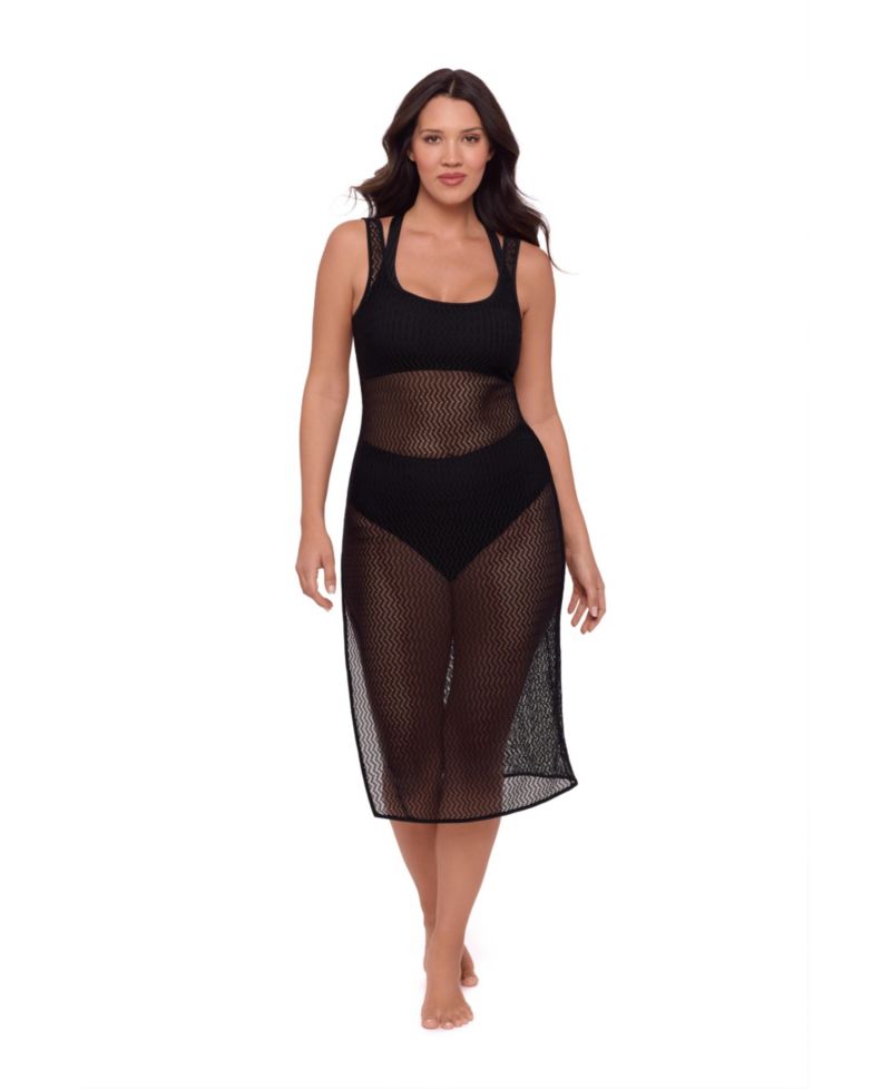 Women's S3 Front Slit Crochet Swimsuit Coverup Dress