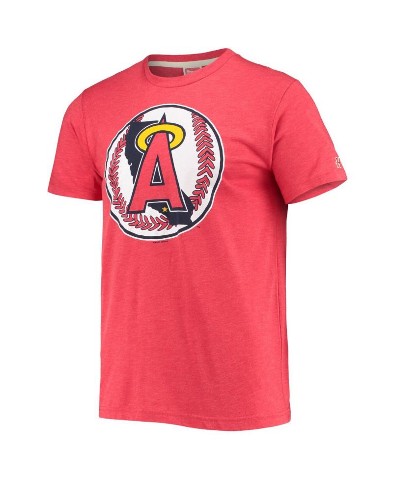Men's Red Los Angeles Angels Hand-Drawn Logo Tri-Blend T-shirt