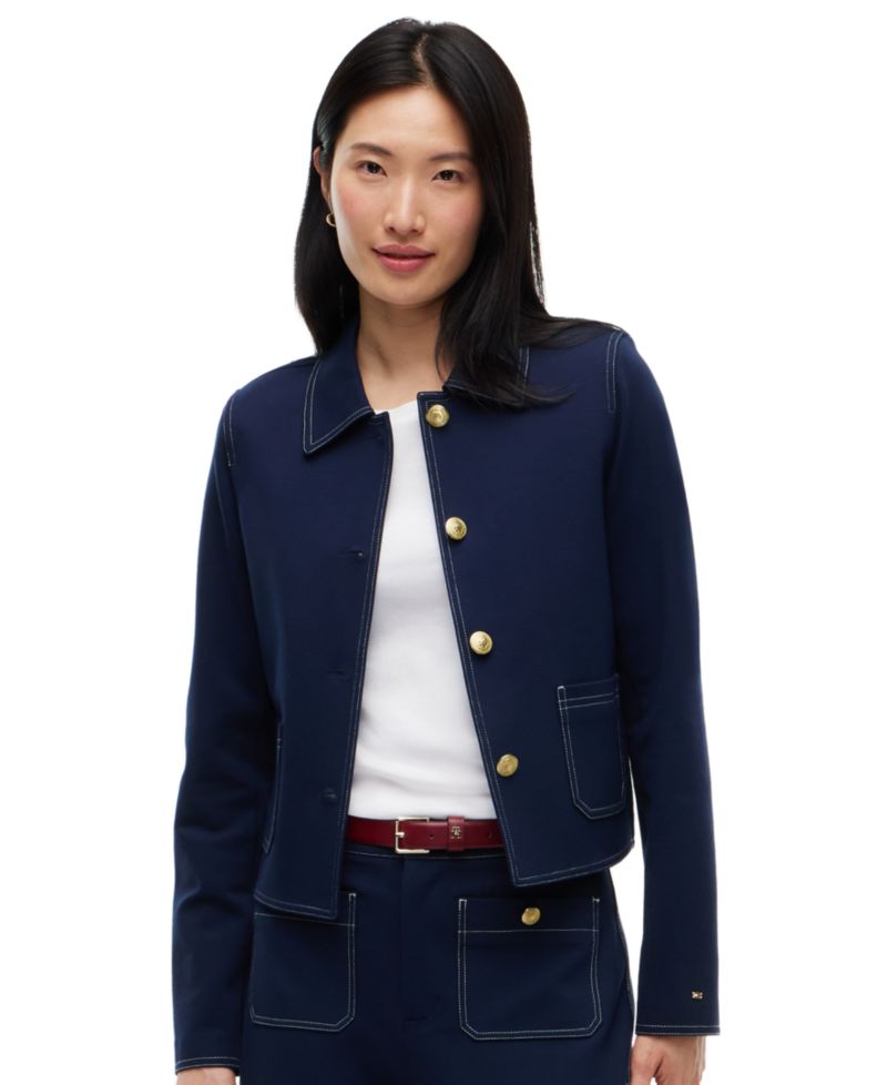 Women's Ponte-Knit Top Stitch Detail Jacket