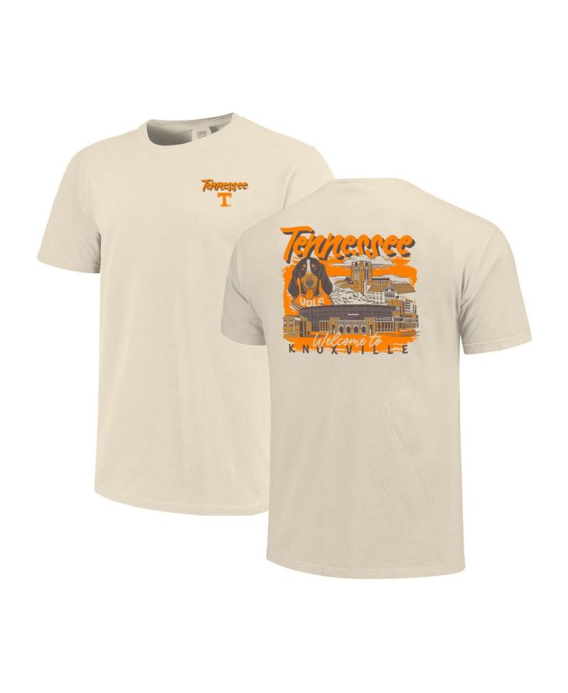 Men's Natural Tennessee Volunteers Comfort Colors Hand-Drawn Campus Stack T-Shirt