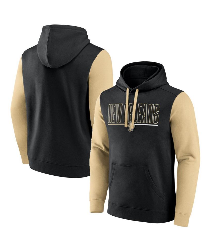 Men's Black New Orleans Saints Big & Tall Outline Pullover Hoodie