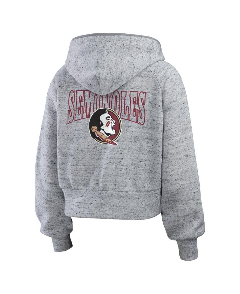 Women's Heather Gray Florida State Seminoles Wear Speckle Double-Hit Raglan Full-Zip Hoodie