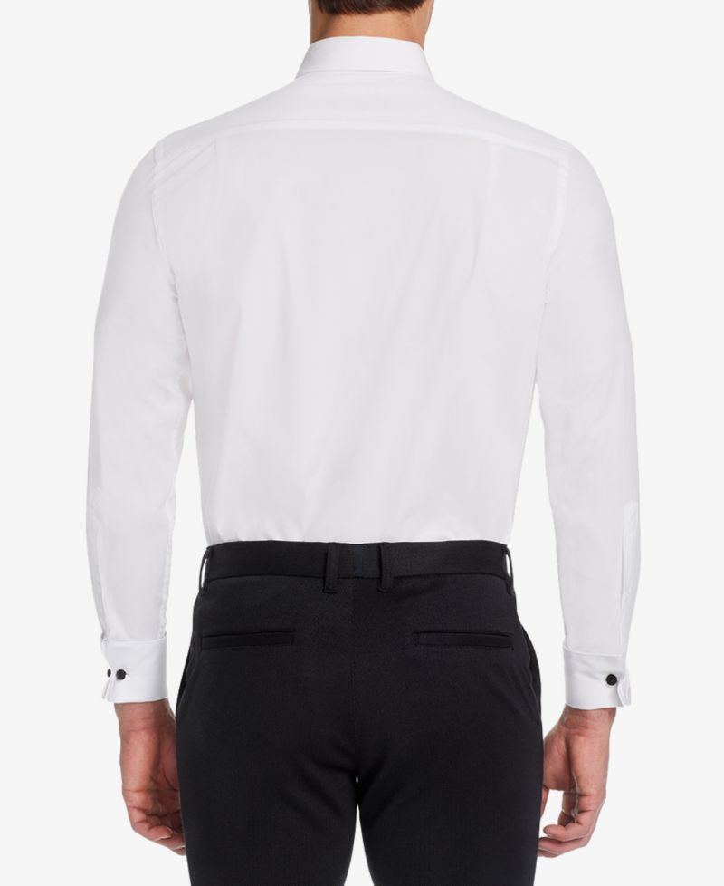Stretch Pleated Bib French Cuff Tuxedo Shirt, Regular & Slim Fit