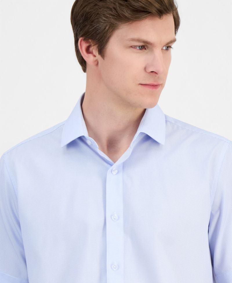 Men's Slim-Fit Performance Four-Way Stretch Short-Sleeve Dress Shirt