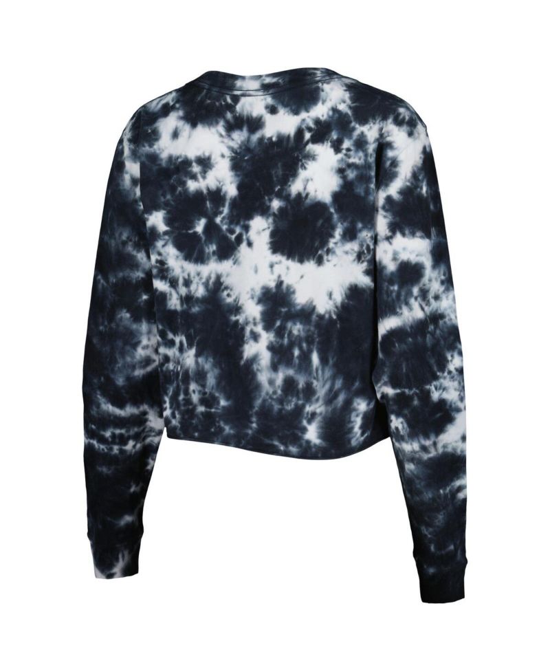 Women's Black Brooklyn Nets Tie Dye Cropped Long Sleeve T-shirt