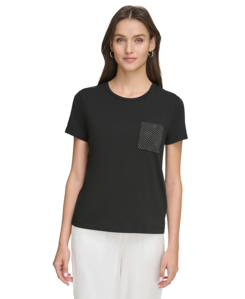 Women's Studded Pocket Short-Sleeve Shirt