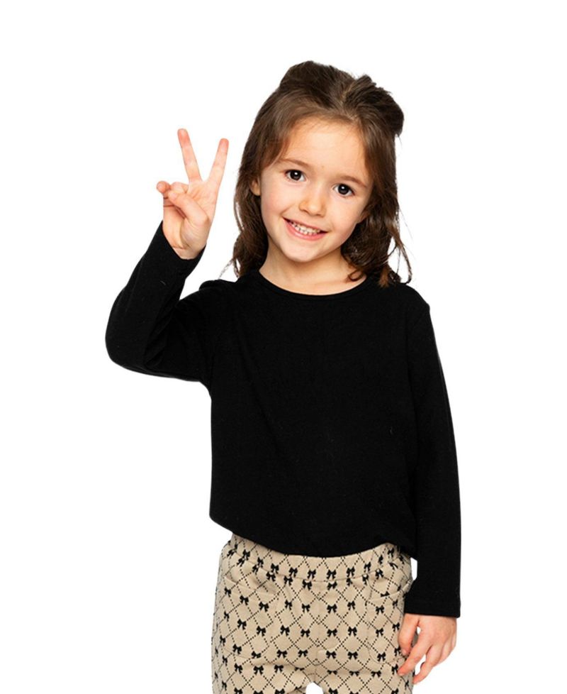 Little and Big Girl 6- 14 Brushed Rib Crew Neck Top