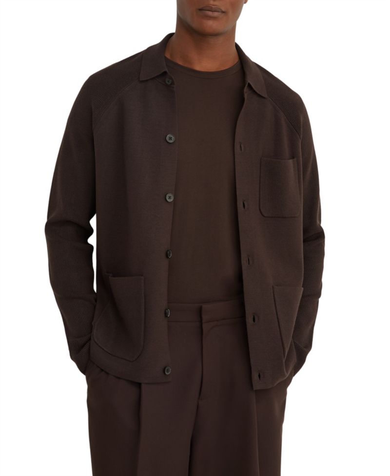 Men's Fitzwilliam Rib-Knit Button-Through Cardigan Sweater