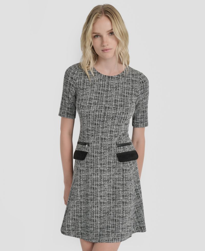 Women's Short-Sleeve Fit & Flare Dress