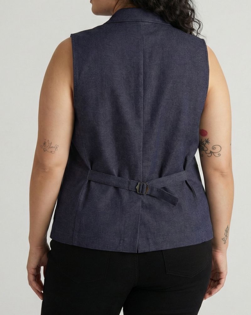 Plus Size Denim Look Vest