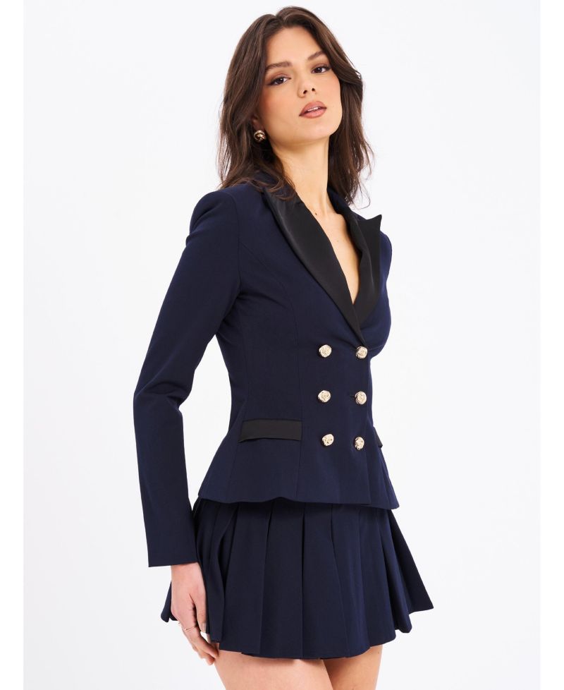 Women's Nasya Navy Blue Pleated Mini Skort