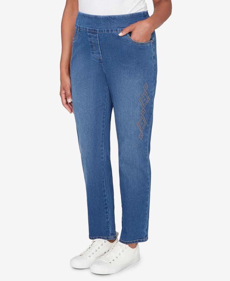 Women's Austin Geometric Heat Set Super Stretch Denim Short Length Jeans