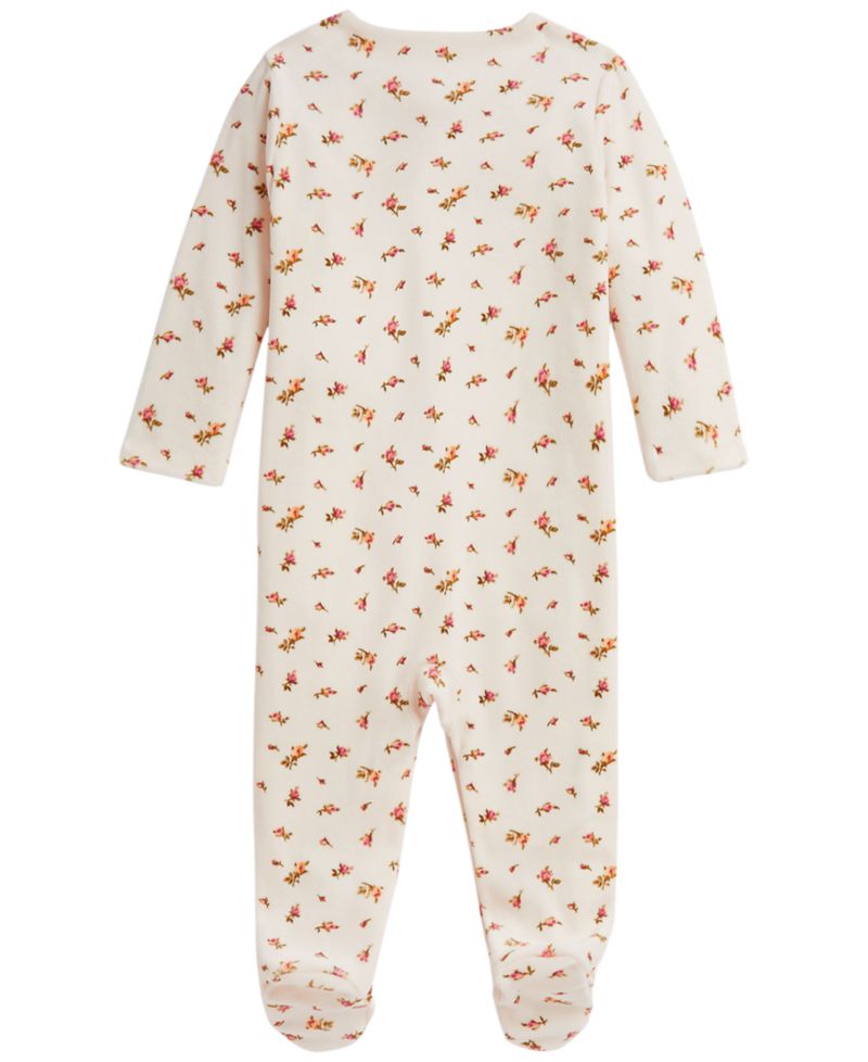 Baby Girls' Floral Velour Footed Coverall