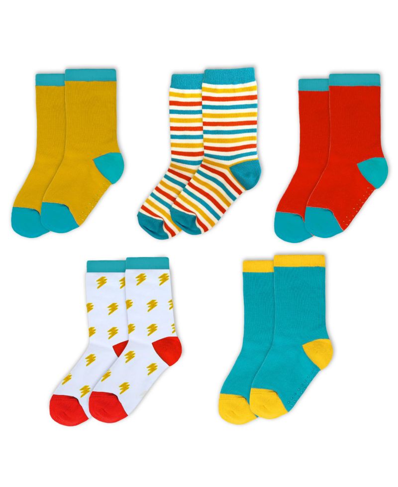 Kids Organic Cotton Crew Socks 5-pack
