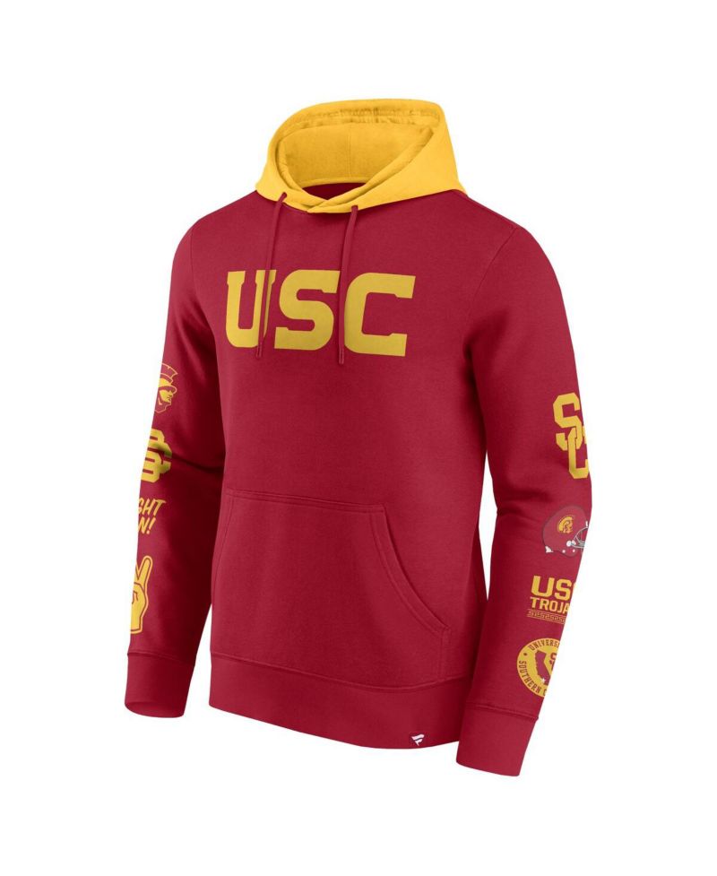 Men's Cardinal/Gold USC Trojans Color Block Badge Fleece Pullover Hoodie