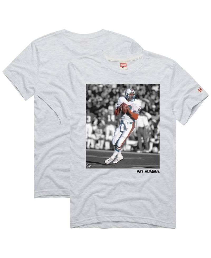 Men's and Women's Dan Marino Ash Miami Dolphins Pay Homage Tri-Blend T-Shirt
