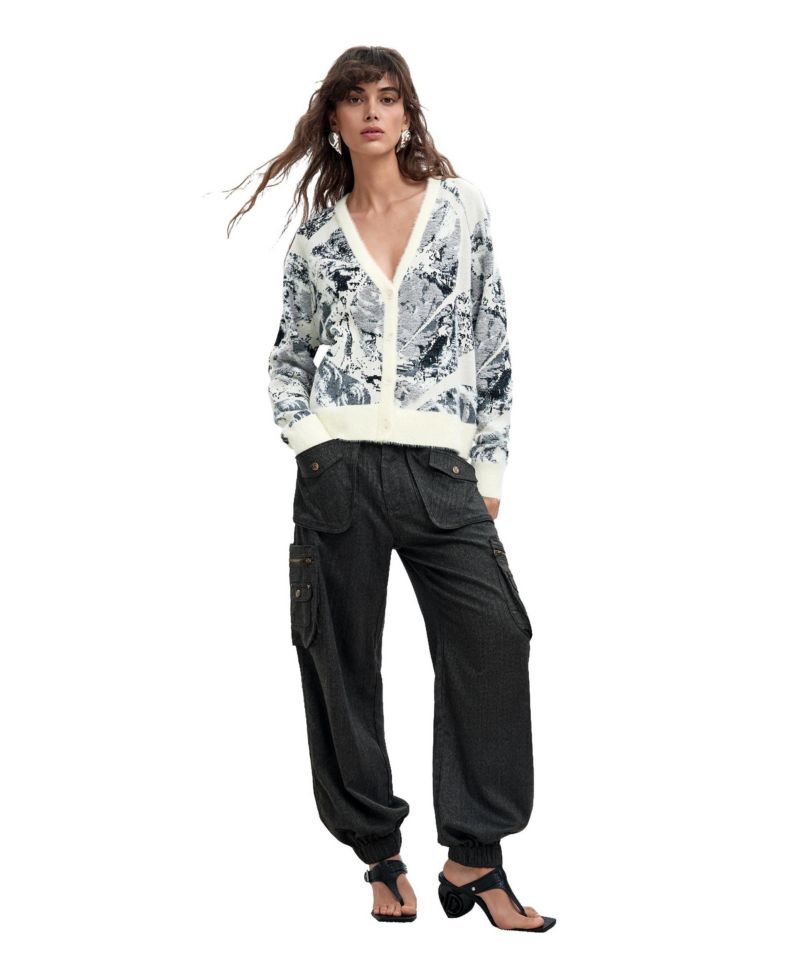Women's M. C. Lacroix Floral-Print Jacquard Button-Front Cardigan