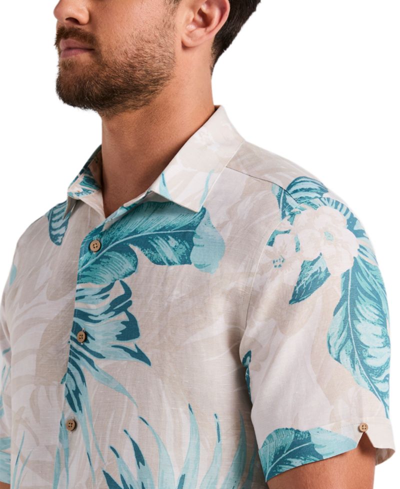 Men's Linen Blend Palm Print Shirt