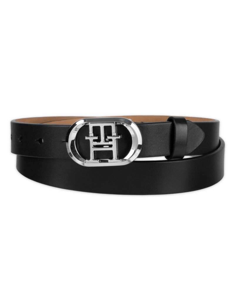 Women's Rounded Monogram Plaque Buckle Dress Belt
