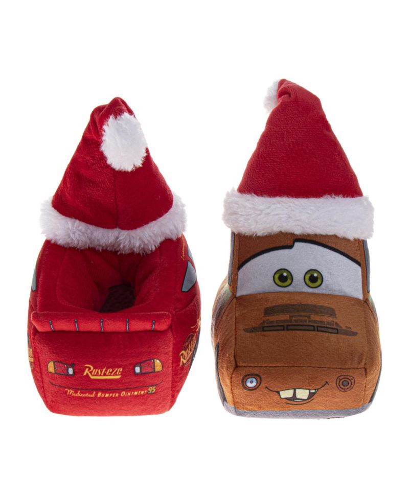 Cars Christmas Slippers Boys' Lightning McQueen Mater Cozy Warm Holiday Theme Soft Plush (Toddler Sizes 5-10/ Little Kid Sizes 11-1)