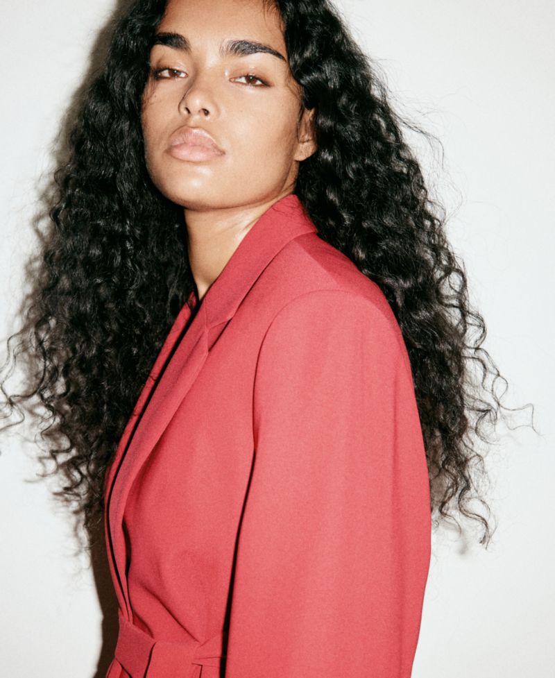 Women's Double-Breasted Belted V-Neck Blazer