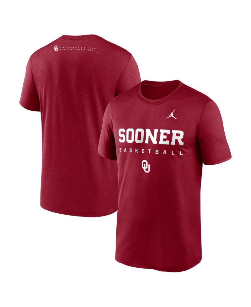 Men's Crimson Oklahoma Sooners 2025 Courtside Basketball Legend Dri-FIT T-Shirt