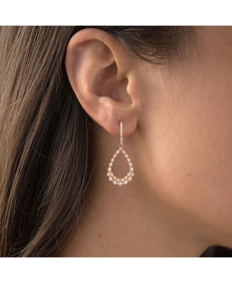Cubic Zirconia Bezel Diamond Cut Pear Shaped Earrings in Sterling Silver (Also in 14k Gold Over Silver or 14k Rose Gold Over Silver)
